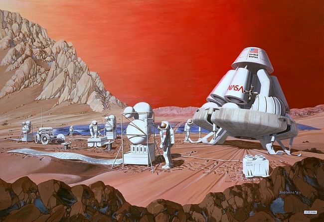 NASA artist's conception of a human mission to Mars (painting). Image via Wikipedia.