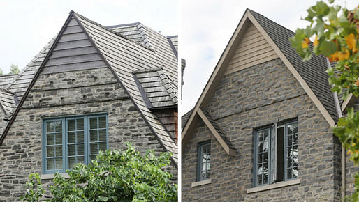 Homeowners at a Strathearn Rd. house, left, claim a Vesta Dr. house, right, copied their architect-designed home. via Toronto Star