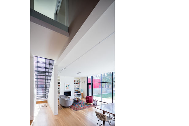The double-height space marks the moment old meets new.