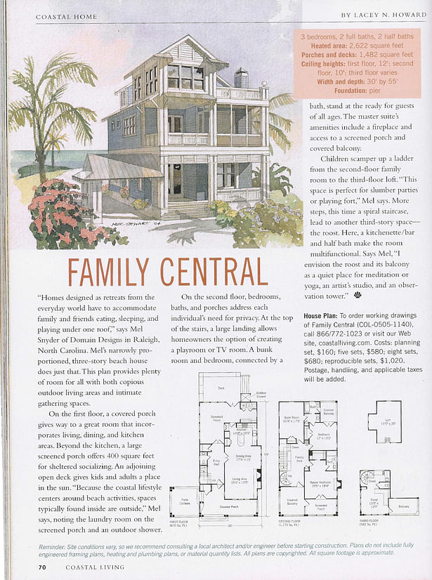 FAMILY CENTRAL - In COASTAL LIVING May 2005