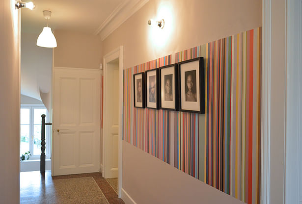 2nd floor hallway - Custom designed multicolor adhesive vinyl
