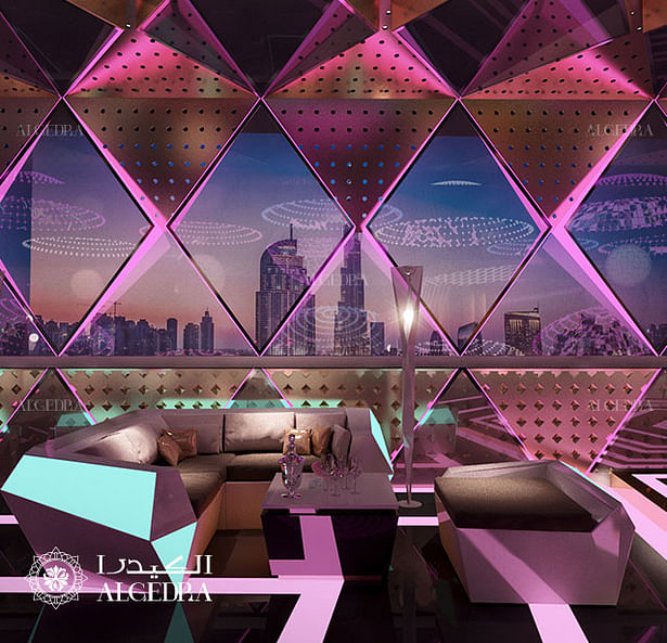 Lounge tables in night club interior design