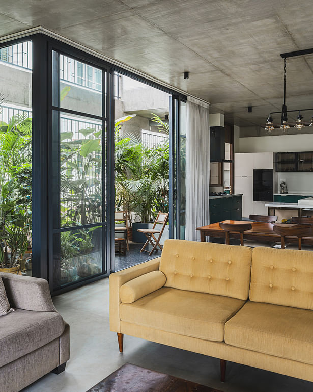 view of courtyard from living space