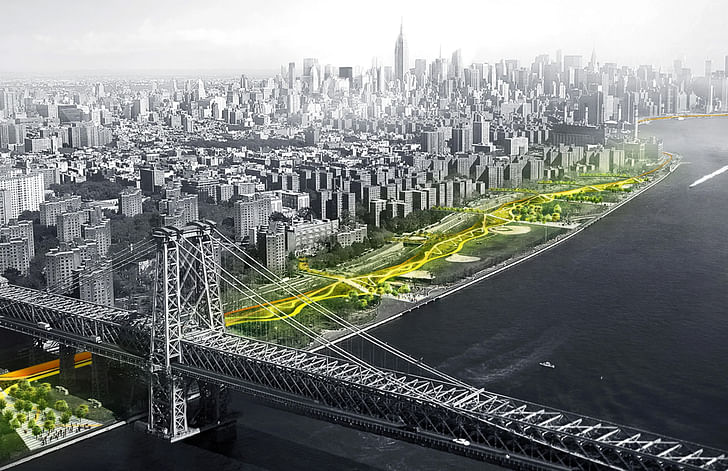 Illustration of the BIG-led 'BIG U' resiliency proposal for Lower Manhattan. Image courtesy of BIG (Bjarke Ingels Group).