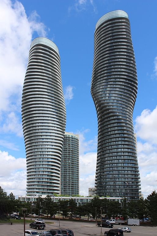 Absolute World Towers by MAD Architects in Mississauga, Canada. Image by Sarbjit Bahga Wikimedia Commons (CC BY-SA 4.0 DEED)
