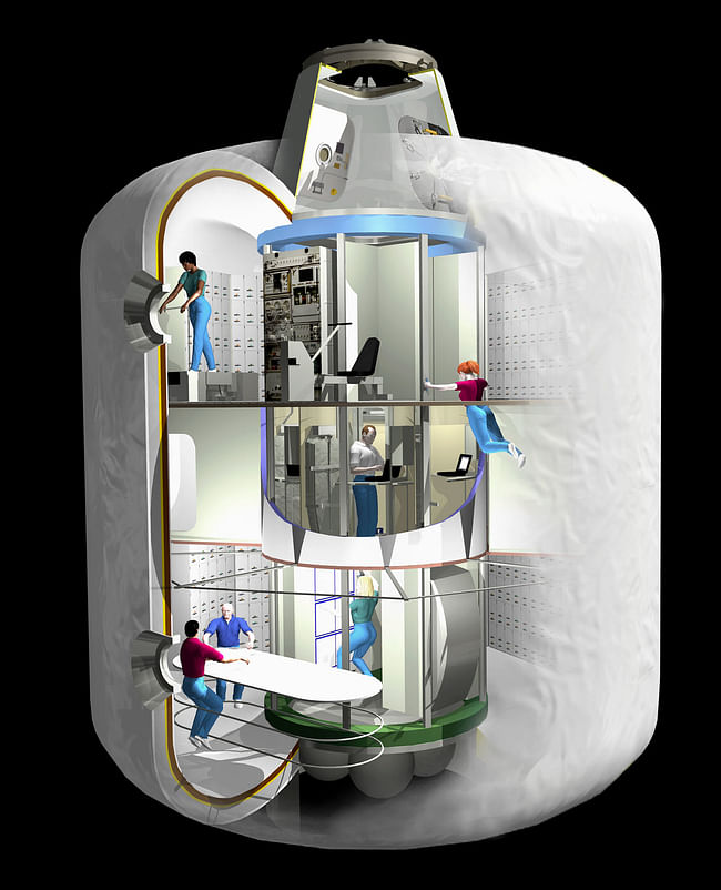 An artist’s rendering of TransHab, a Kevlar-covered module housing living and work space for space travelers. Ms. Adams helped design and create a full-size prototype | Credit - NASA