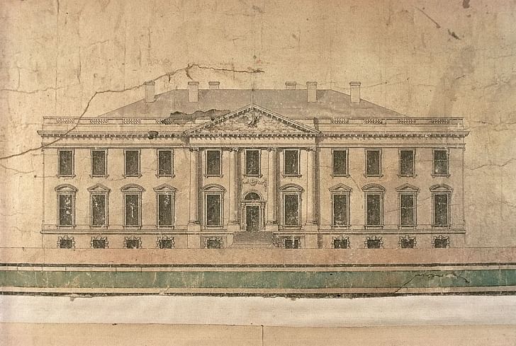 James Hoban's competition-winning design for the White House, 1793. Image via The White House Historical Association