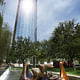 In March, the tower’s reflection raised the temperature in the Nasher garden to 103 degrees. Photography by Scott Womack
