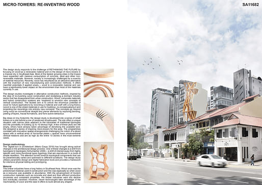 1st place - Housing (Concept): Micro-towers reinventing wood by Innovative Form + Construction Intelligence SUTD.
