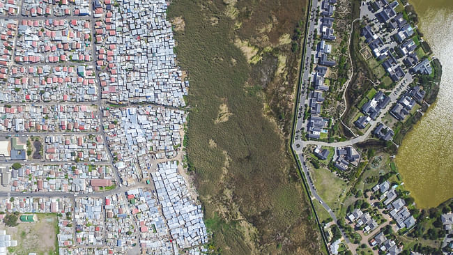 Masiphumelele / Lake Michelle, Cape Town, South Africa, from the drone photo series 'Unequal Scenes' by Johnny Miller.
