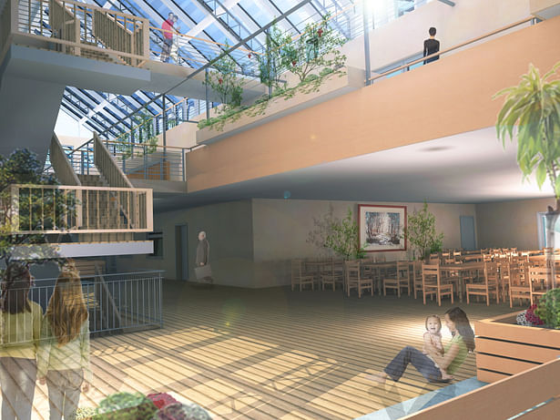 Common Space in Atrium for dining, play and activities
