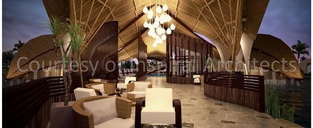 Night interior view of Spa reception & lounge