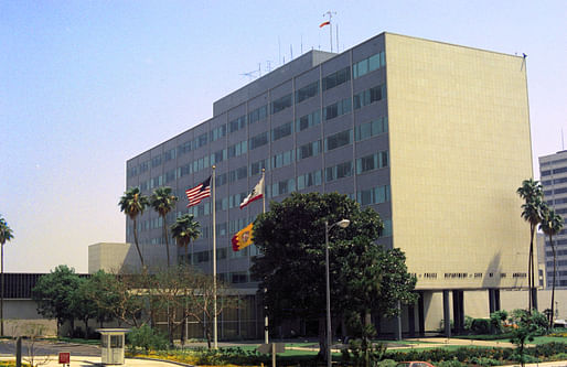 View of the former Parker Center building, which has been demolished and could be replaced in coming years. Image courtesy of Wikimedia user Tequask. 