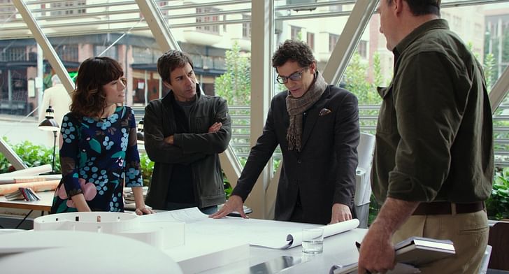 In this still from 'The Architect' (2016), clients Parker Posey and Eric McCormack clash with their architect's design for their dream house.