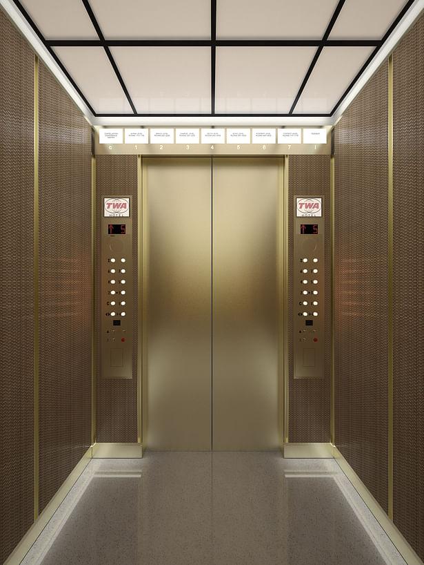 TWA study for the elevator's interior