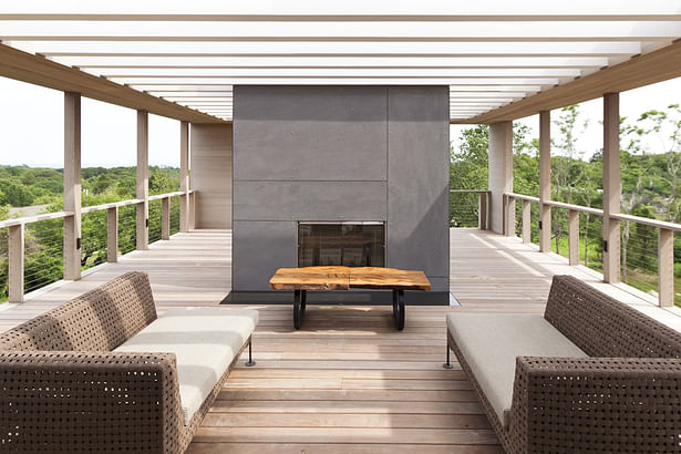 Roof Deck Fireplace with Cement Board Surround