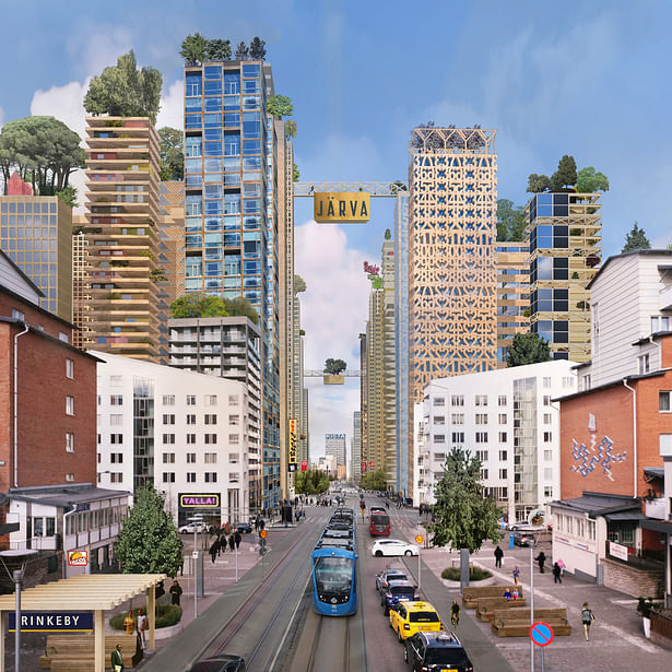 The city from the existing street Rinkebystråket 