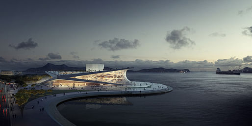 Aerial view of Snøhetta's competition-winning Busan Opera House proposal (Image: MIR)