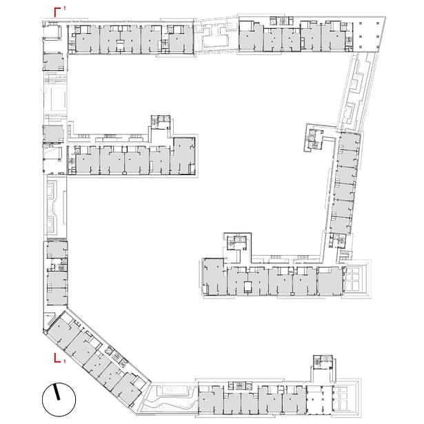 4F Floor plan of resettlement housing north group with section mark @gad