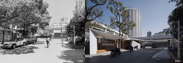 Back of entrance before and after renovation ©Yang Chen