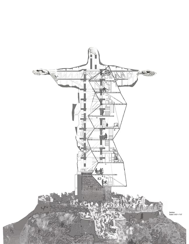 The reconfigured monumentality of Rio de Janeiro's 'Christ, The Redeemer' statue highlights the reality of slum tourism in Daniela Martinez-Hernandez's project for the Frank Clementi Studio