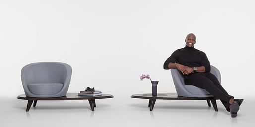 Terry Crews with his Lilypad Collection 2017. Image courtesy of Bernhardt Design