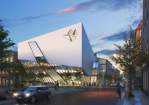 Exterior rendering of the Studio Libeskind-designed Łódź Architecture Center. Image courtesy of Studio Libeskind.