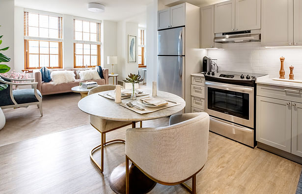 Apartment kitchen & living space; Courtesy of Watermark at Brooklyn Heights