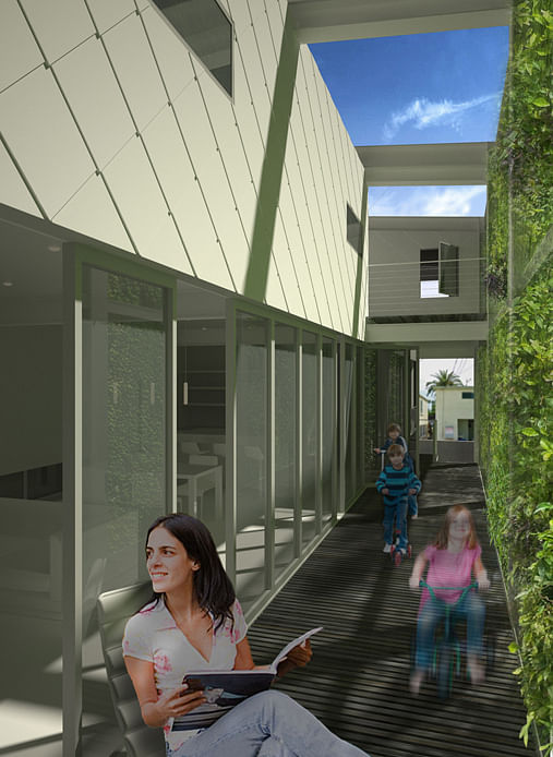 Breezeway / patio with open NanaWall system, facing street entrance