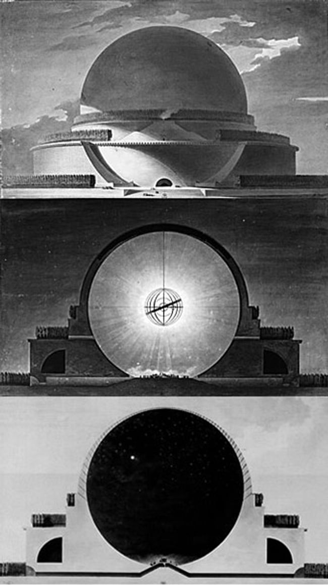 Étienne-Louis Boullée. Newton's Cenotaph. (proposed, never built) via gv2229