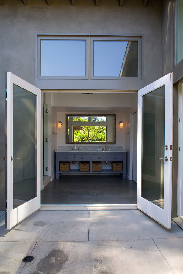 The master bath now opens onto the new exterior courtyard