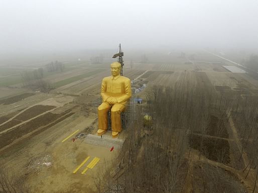 The statue in Tongxu County, China. Demolition is reported to have begun on Thursday, January 7, 2016. Image via npr.org.