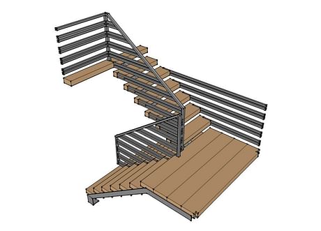 Steel and Timber Stair - detailed model