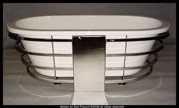Polished Stainless steel bathtub frame- prototyped for the tub manufacturer.