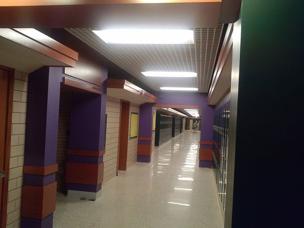 Completed hallway photo (note new egg crate ceiling and lockers)