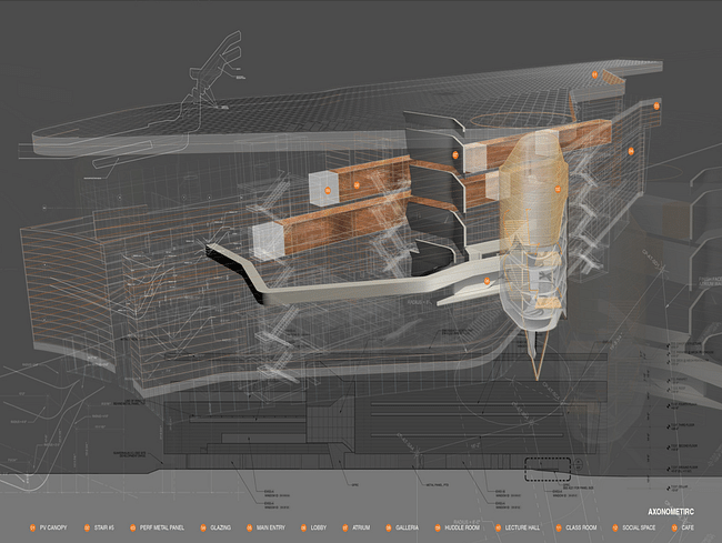Drawing of Bloomberg Center. Circulation and Environmental Systems. © Morphosis Architects