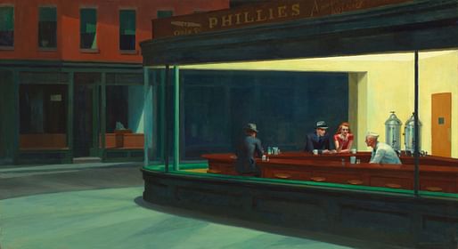 Nighthawks by Edward Hopper, on display at The Art Institute of Chicago