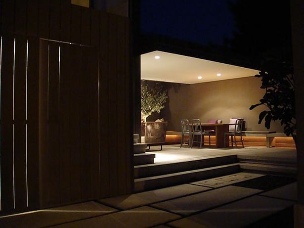 outdoor living room by night