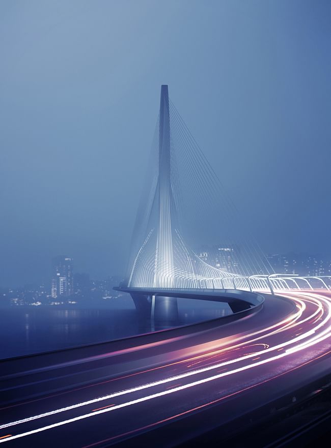Zaha Hadid Architects winning entry for Danjiang Bridge competition