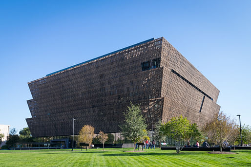 National Museum of African American History & Culture. <a href ="https://en.m.wikipedia.org/wiki/File:National_Museum_of_African_American_History_and_Culture_2019.jpg">Wikimedia Commons</a>.