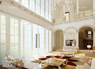 Bright living room interior design in luxury villa