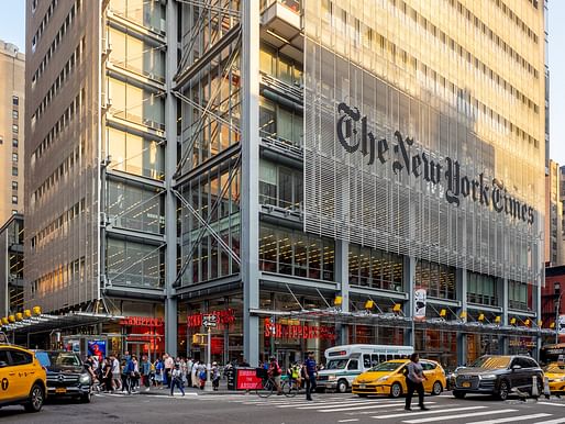 The new <em>Building Safer Cities for Birds</em> report cites the facade of Manhattan's The New York Times Building, designed by Renzo Piano Building Workshop and FXFOWLE Architects, as an example of bird-friendly architecture. Image courtesy Ajay Suresh via <a href="https://www.flickr.com/photos/ajay_suresh/48193462432/">Flickr</a> (CC BY 2.0) 