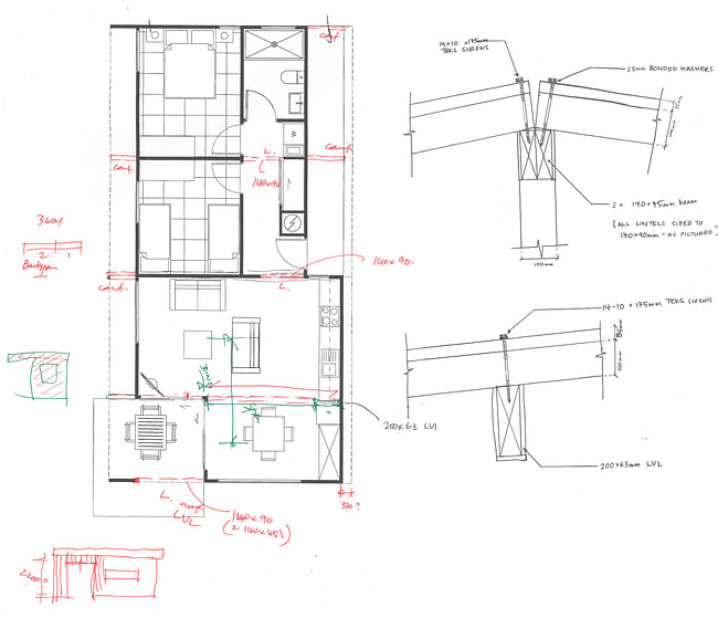 Measuring, Calculating and drawing details for roof beams and connections