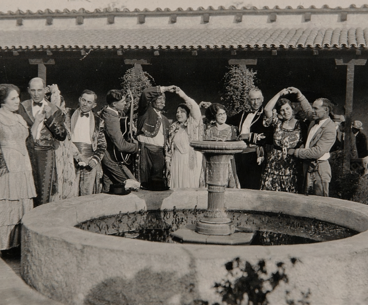 The historic Casa de Adobe at the foot of the museum site was used by Lummis to host parties and cultural gatherings. Image courtesy of The Autry. 