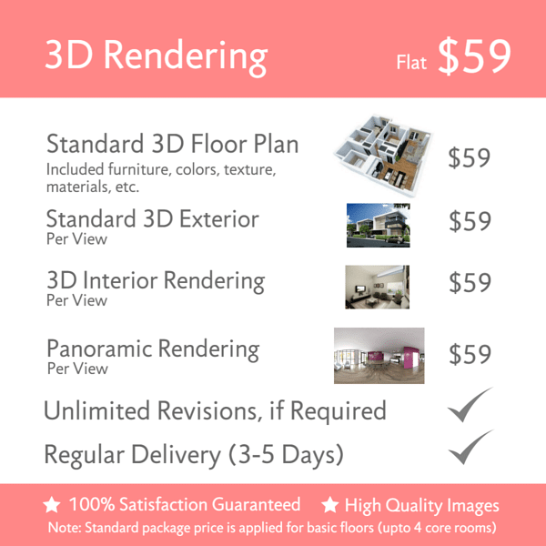 3D Architectural Rendering Services - Price / Cost