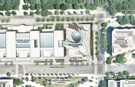 A conceptual plan of the project courtesy Perkins&Will. The firm says 'The image you see here represents Perkins&Will's proposed approach, only; it is not the final design or site map of the Bezos Learning Center.'