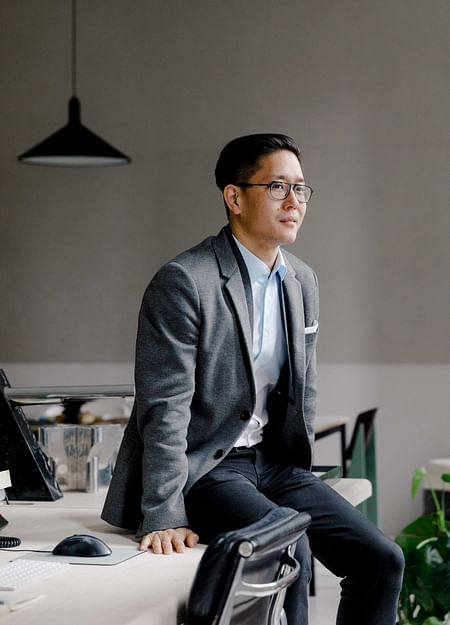 Michael K Chen at his studio in New York City. Photo: Max Burkhalter. All images courtesy of Michael K Chen Architecture.