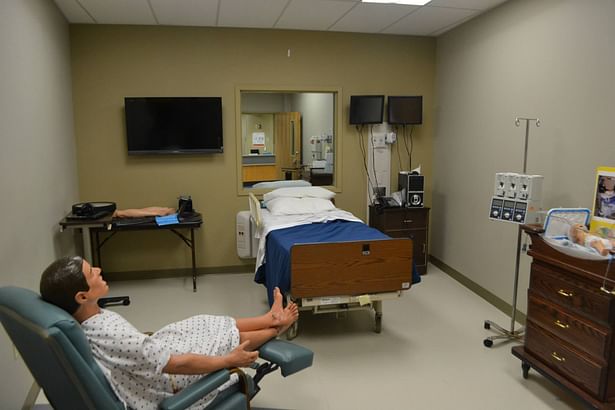 Sim Patient Room; Observation window in Control Room