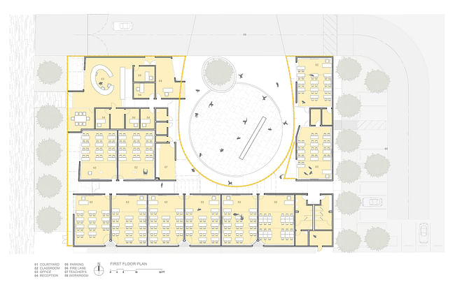First floor plan. Image courtesy of Brooks + Scarpa.