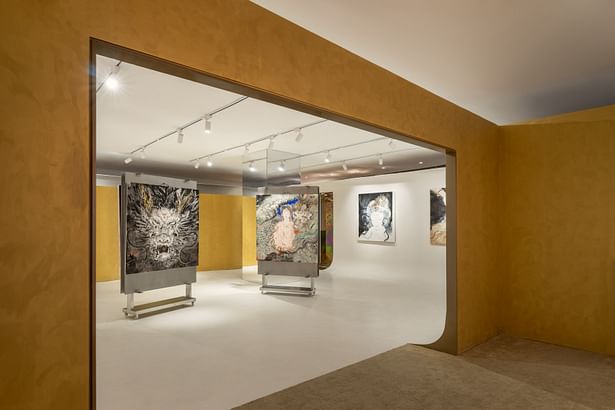 View of the main exhibition area from the temporary exhibition area in the gallery